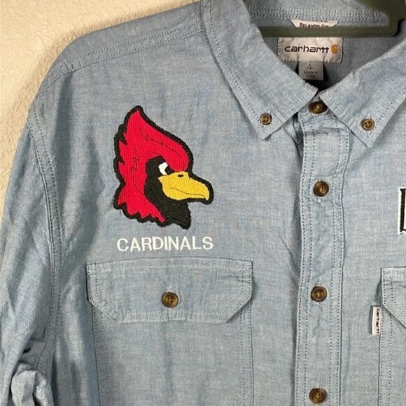 Carhartt Chambray Button Front Long Sleeve Shirt Arizona Diamondbacks Cardinals - Picture 2 of 12